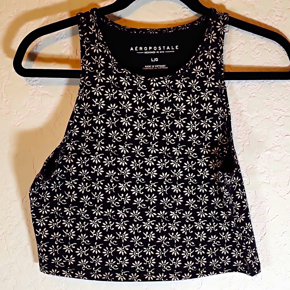 Aéropostale Y2K Floral High- Neck Bodycon Cropped  Tank Top  Size L